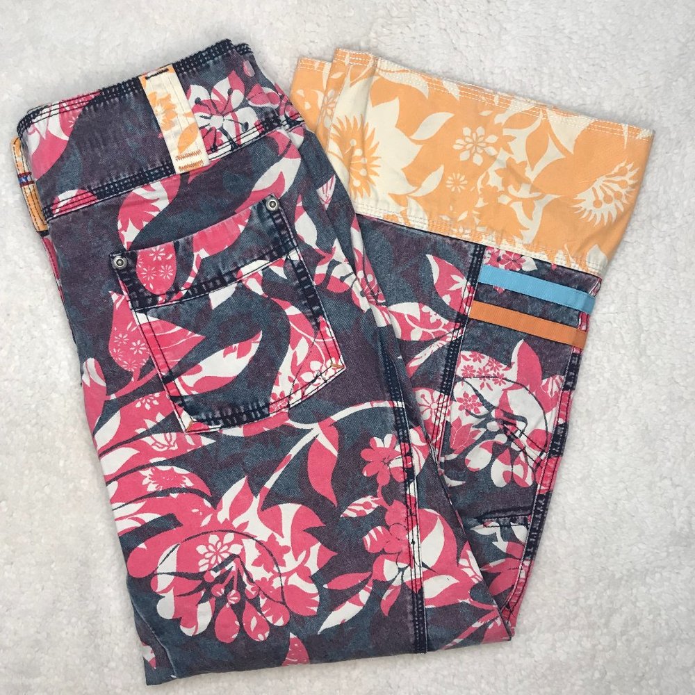 Oilily Floral Wide Leg Pants - Pink, Blue, Orange
